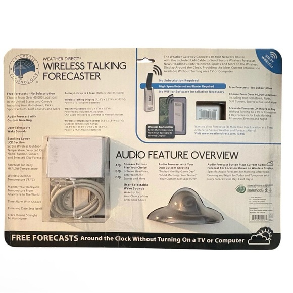 NIB LaCrosse Technology Weather Direct Wireless Talking Forecaster WA-1340UP - Picture 2 of 7